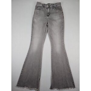 Lee Heritage Inspired Size 4 High Rise Flare Denim Jeans Slit Hem Dusty Black